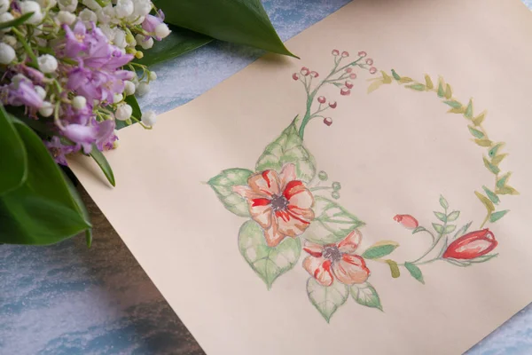 Papel com desenho de flores . — Fotografia de Stock