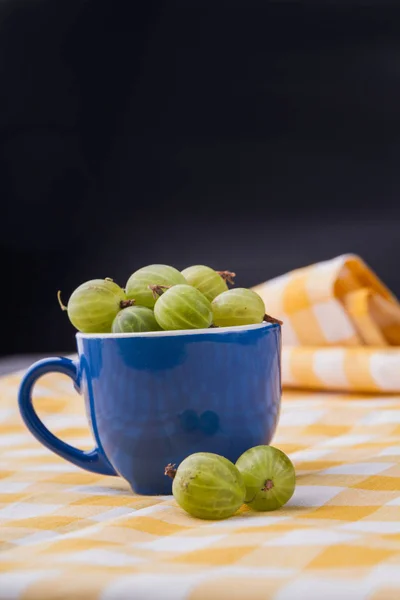 Cup with cherry-cherry-plums. — 스톡 사진