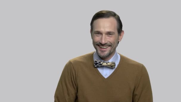 Portrait of joyful mature man. — Stock Video