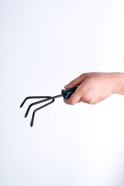 Garden fork rake close-up.