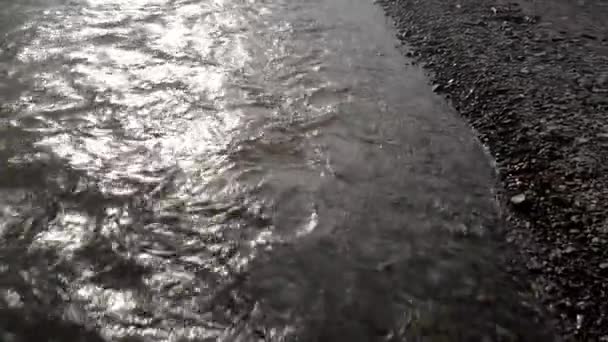 Řeka pláž s kameny. — Stock video