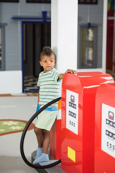 Gas station game for kids in playroom. — Stock Photo, Image