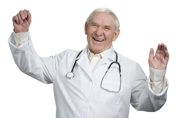 Senior doctor is laughing emotionally. — Stock Photo, Image