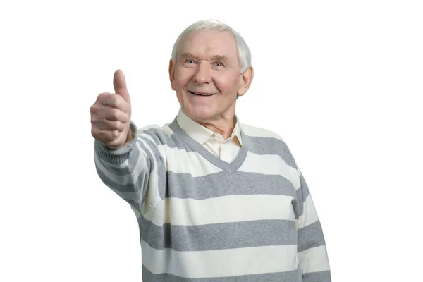 Grandfather with thumb up. — Stockfoto