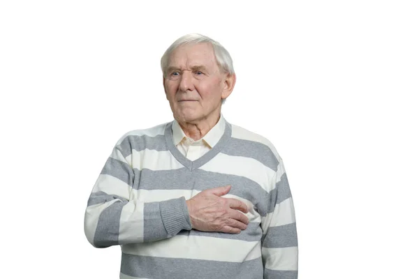 Oude man met hartaanval. — Stockfoto