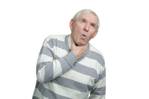 Old man with cold disease is coughing. — Stock Fotó