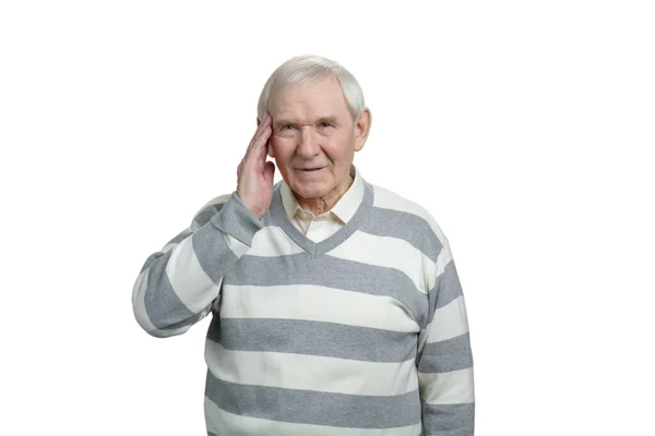 Old man touching head. — Stock Photo, Image