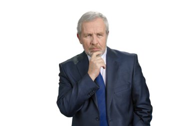 Pensive thoughtful old businessman.