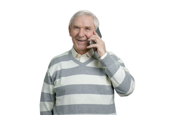 Velho feliz falando ao telefone . — Fotografia de Stock