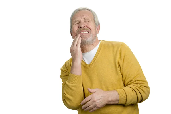 Senior man feeling teeth hurt. — Stockfoto
