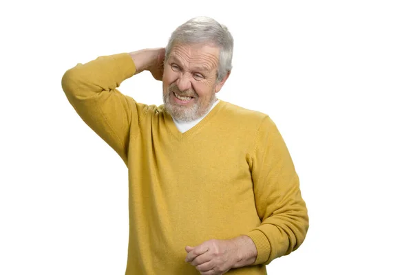 Old man having head pain. — Stockfoto