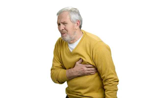 Old grandpa with heart stroke. — Stock Photo, Image
