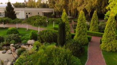 Yeşil parktaki İHA 'dan hava görüntüsü.