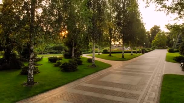 Camino de adoquines en un parque . — Vídeo de stock