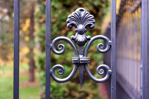 Iron abstract black metal fence. — Stock Photo, Image