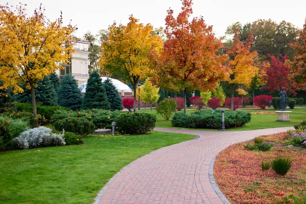 Καλοφτιαγμένο φθινοπωρινό πάρκο της πόλης. — Φωτογραφία Αρχείου