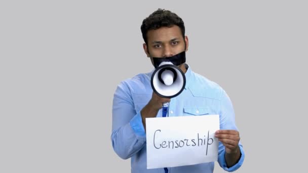 Rally activist against censorship. — Stock video