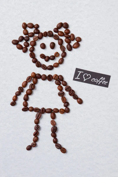 Дівчина любить концепт кави плоский лежати . — стокове фото