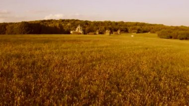 Akşamları geniş çayır arazisi.
