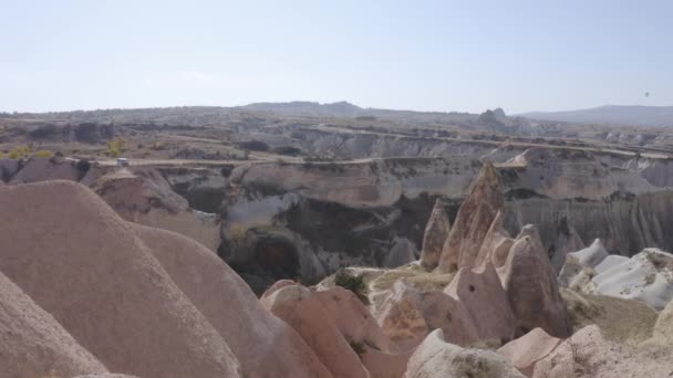 View of rock formations in Cappadocia, Turkey. — Stock Video