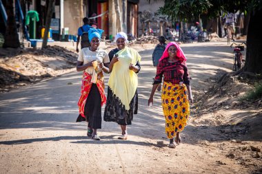 Tanzanya 'da Afrikalı kadınlar sokakta yürüyor