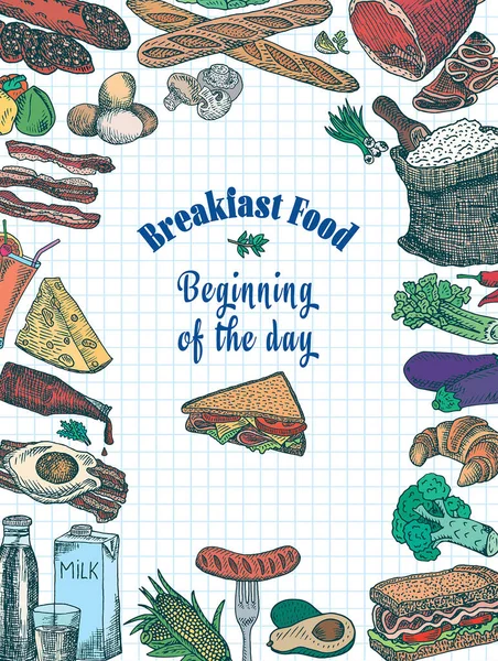 Breakfast food illustration beginning of your day — Stock Vector