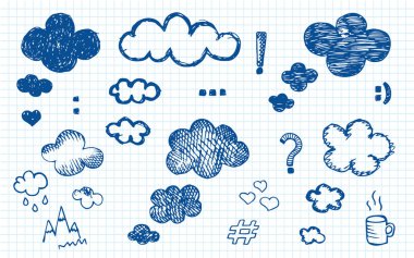 bulut fikirler defter arka plan üzerinde çizim kalem