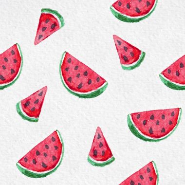 karpuz dokulu kağıt üzerine suluboya desen