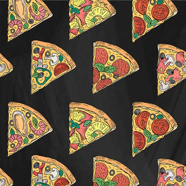 Όμορφο Σχέδιο Της Ιταλικής Πίτσας Έξι Φέτες Πίτσα Μαργαρίτα Χαβάη — Διανυσματικό Αρχείο