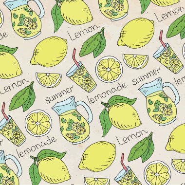 Yaz taze limonata desen sulu limon ile