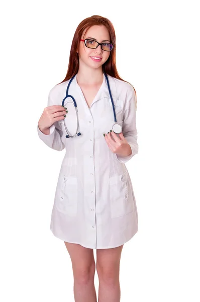 Porträt der schönen jungen Ärztin mit Stethoskop — Stockfoto