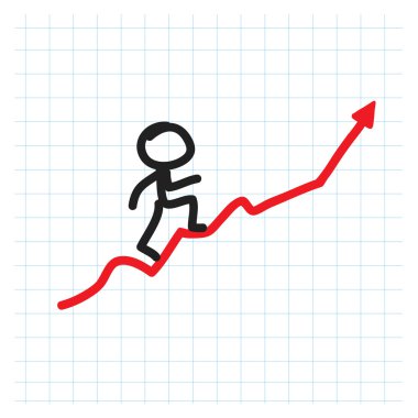 El çizmek iş adamı tırmanış grafik üzerinde