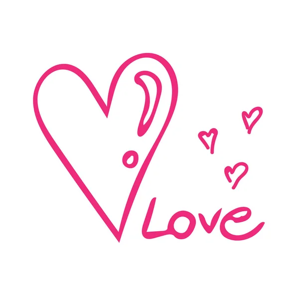 Corazón y amor Texto — Vector de stock