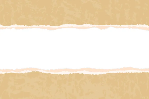 Velho papel marrom rasgado ao meio sobre branco com sombra macia — Vetor de Stock