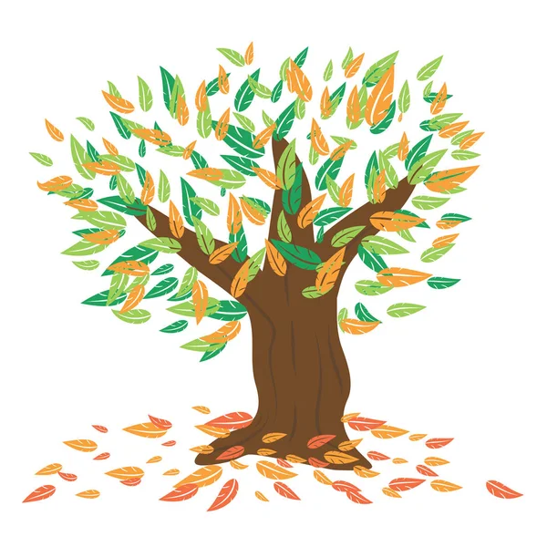 Árbol de otoño ilustración aislada — Vector de stock