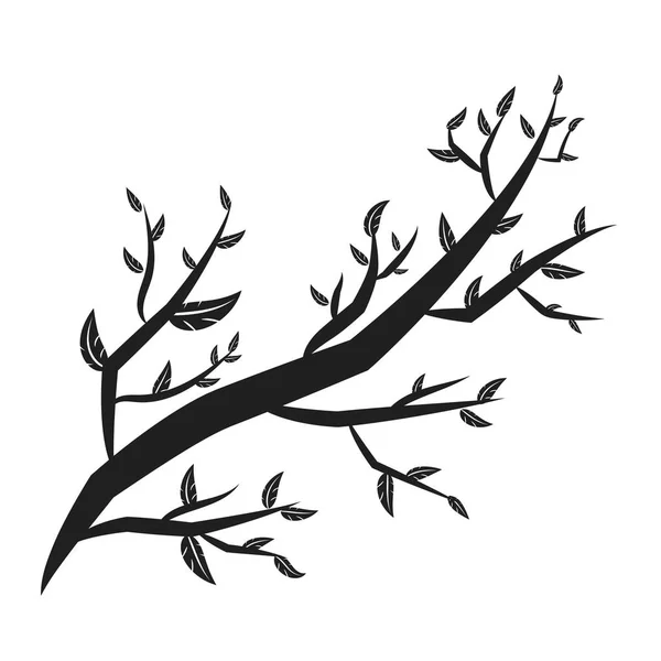 Branches d'arbres avec beaucoup de silhouette de feuilles isolées sur ba blanc — Image vectorielle