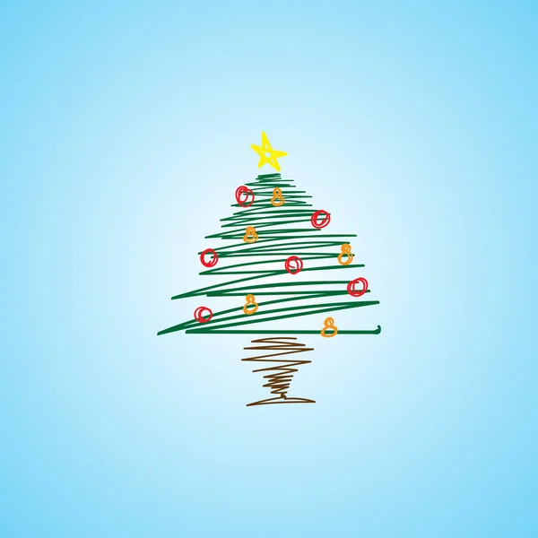 Árbol de Navidad sobre fondo azul — Vector de stock