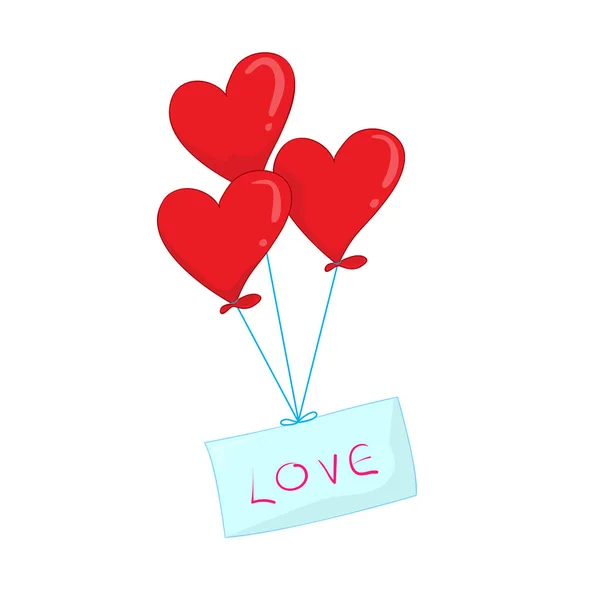 Heart balloon and love text, valentine's day — Stock Vector