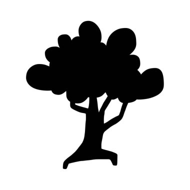 Beyaz arkaplanda ağaç silueti izole edilmiş