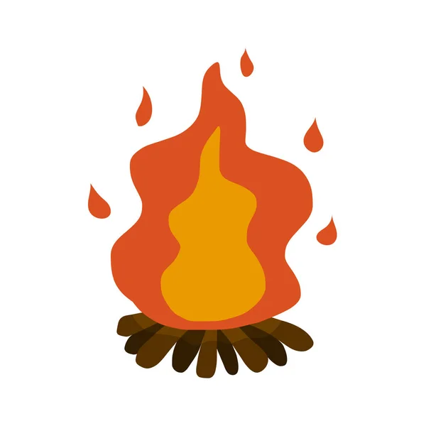 Illustration isolée de feu de camp sur fond blanc — Image vectorielle