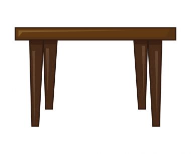 Tahta masa beyaz arkaplanda izole edilmiş resimleme