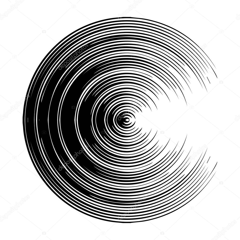 Concentric, radiating circle