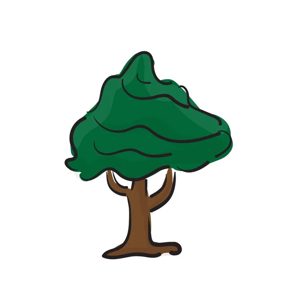 Ručně tažené strom, samostatný obrázek na bílém pozadí — Stockový vektor