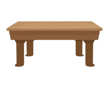 Tahta masa beyaz arkaplanda izole edilmiş resimleme