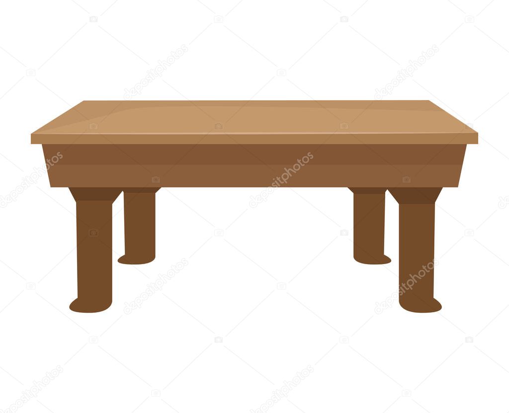 Wooden table isolated illustration on white background