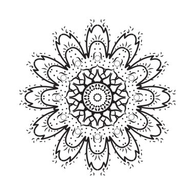 Basit geometrik mandala, Hint paisley desenli. vektör illus