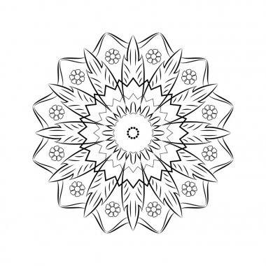 Basit geometrik mandala, Hint paisley desenli. vektör illus