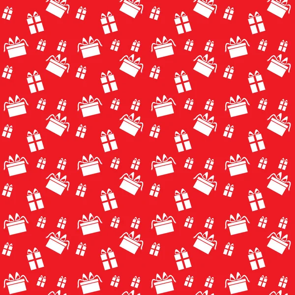 Seamless mönster med presenter på röd bakgrund — Stock vektor