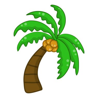 Beyaz zemin üzerine Hindistan cevizi hurma izole ağaç illüstrasyon