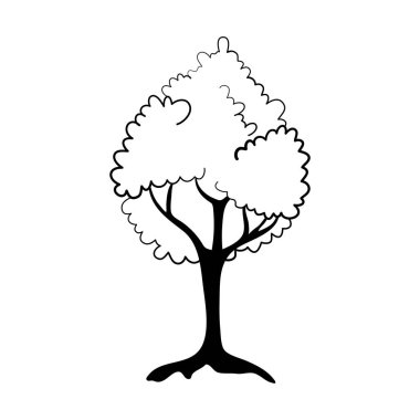 Beyaz arkaplanda ağaç silueti izole edilmiş